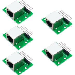 5 PCS RJ45 8 Pin Breakout Board Kit, Adapter Board 2.54MM Pitch Network Interface with Breakout Board and Pin Head-Horizontal Socke