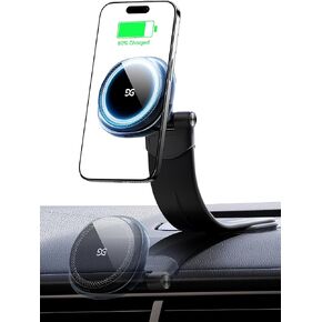 GUSGU Mount5 Car Phone Mount Charger with Built-in Fan, 15W Fast Charging Magnetic Wireless Car Charger, Universal for All Car Models, Compatible with iPhone 15/14/13/12 and All Other Phone Models.