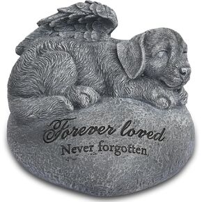 Dog Pet Memorial Garden Stones Pet Loss Headstones in The Shape of a Heart for Dog Grave Marker Dog Sculpture Decor Outdoor Statue