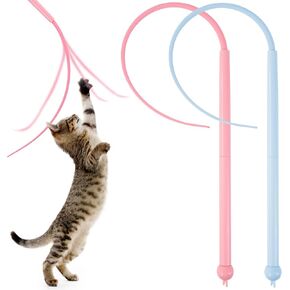 2 Pcs Cat Toy Wand Cat Toys for Bored Indoor Adult Cats Cat Wand Toys for Indoor Cats Silicone Mouse Tail Interactive Cat Toy
