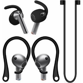 Galaxy Buds 3 Anti-Slip Kit Replacement Ear Hooks Sport Ear Tips Non-Slip Silicone Eartips and Covers Gel Wings Ergonomic Design Strap Compatible with Samsung Galaxy Buds 3 Black