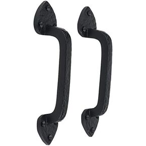 Perilla Home Pack of 2 Black Metal Hasp Decorative Gate Latch Black Wrought Cast Iron Flip & Pull Hook Multifunctional Versatility Closet, Cabin, Cabinet Hinge Hardware Kit for Interior Exterior Use