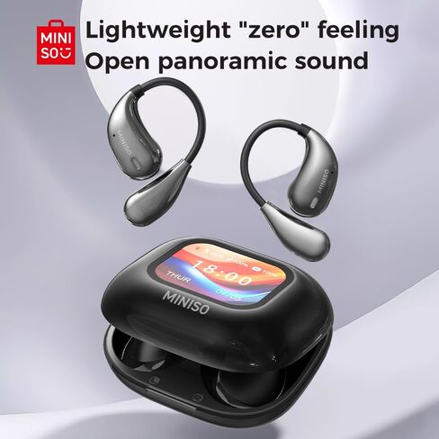 MINISO M95 Open Ear Earbuds, True Wireless Over The Ear Earbuds with Touch Screen Display Bluetooth 5.4 OWS Headphone with Earhooks Noise Reduction Earphones IPX5 Waterproof for Running, Fitness in Saudi Arabia