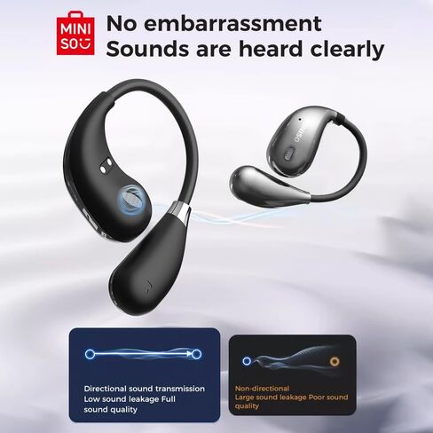 MINISO M95 Open Ear Earbuds, True Wireless Over The Ear Earbuds with Touch Screen Display Bluetooth 5.4 OWS Headphone with Earhooks Noise Reduction Earphones IPX5 Waterproof for Running, Fitness in Saudi Arabia