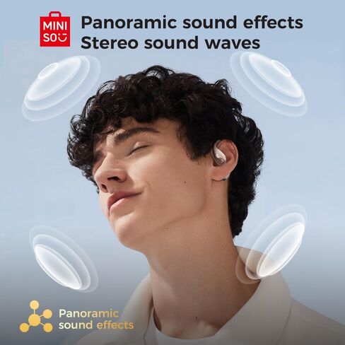 MINISO M95 Open Ear Earbuds, True Wireless Over The Ear Earbuds with Touch Screen Display Bluetooth 5.4 OWS Headphone with Earhooks Noise Reduction Earphones IPX5 Waterproof for Running, Fitness in Saudi Arabia