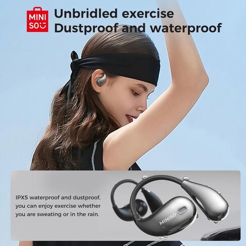 MINISO M95 Open Ear Earbuds, True Wireless Over The Ear Earbuds with Touch Screen Display Bluetooth 5.4 OWS Headphone with Earhooks Noise Reduction Earphones IPX5 Waterproof for Running, Fitness in Saudi Arabia