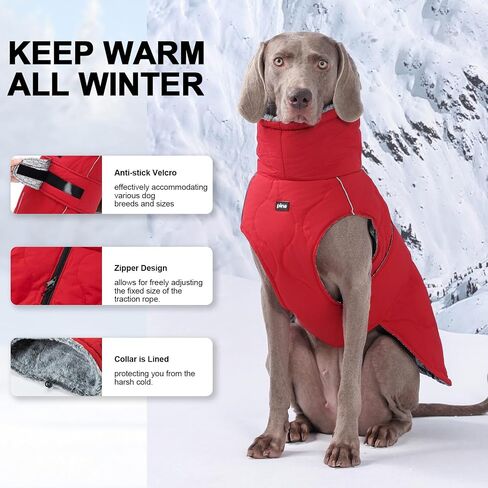 PINA Dog Winter Coat, Dog Winter Jacket with Faux Fur Hood, Warm Dog Coat with Three-Proof Fabric, Gourd Print Dog Winter Vest for Large Dog, Green, 4XL in Saudi Arabia