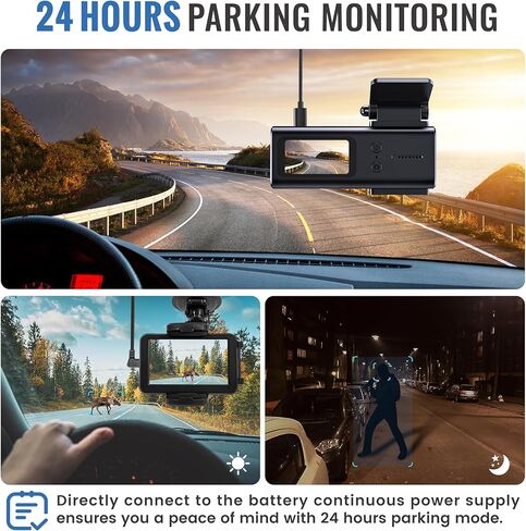 EWAY Type-C USB C Port Dash Cam Hardwire Kit, 3-Lead Acc Hard Wire Kit for Dash Camera 24H Parking Monitor, Low Voltage Protection 12V- 24V to 5V w/Fuses Dashboard Camera Power Supply Cord 11.5ft in Kuwait