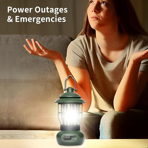 Camping Lamp, COB Lantern for Power Outage, Lantern for Emergency Supplies, Suitable for Indoor and Outdoor, Camping Site, Outdoor Portable Lantern, Black in Saudi Arabia