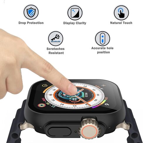 3 Pack for Apple Watch Ultra 2/Ultra 49mm Screen Protector Case, Protective Face Cover Hard PC Bumper Built-in Tempered Glass Film Ultra-Thin Guard for iWatch Ultra/Ultra 2 49mm Accessories in Saudi Arabia