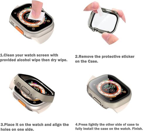 3 Pack for Apple Watch Ultra 2/Ultra 49mm Screen Protector Case, Protective Face Cover Hard PC Bumper Built-in Tempered Glass Film Ultra-Thin Guard for iWatch Ultra/Ultra 2 49mm Accessories in Saudi Arabia