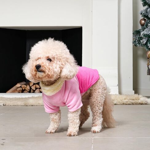 Vecomfy 2 Layers Fleece Dog Sweater with Strong Harness Built in 2 D-Rings Puppy Coat for Small Dogs,Warm Dog Jacket for Winter Cold Weather,Pink S in Kuwait