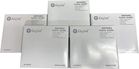 KingSeal Poly Elbow Length Disposable Gloves, 21 inch Length, Embossed, OSFM in Kuwait
