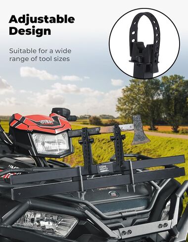 KEMIMOTO UTV ATV Ice Argue Rack Tool Rack, Universal U-Bolt Fit 0.79in-1.77in Square Tube Bow Carrier Fishing Auger Mount Shovel Axe Holder Compatible with ATV UTV w/ Square Bar, Rubber Straps in Saudi Arabia
