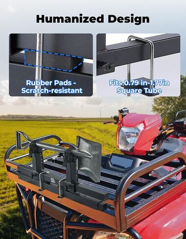 KEMIMOTO UTV ATV Ice Argue Rack Tool Rack, Universal U-Bolt Fit 0.79in-1.77in Square Tube Bow Carrier Fishing Auger Mount Shovel Axe Holder Compatible with ATV UTV w/ Square Bar, Rubber Straps in Saudi Arabia