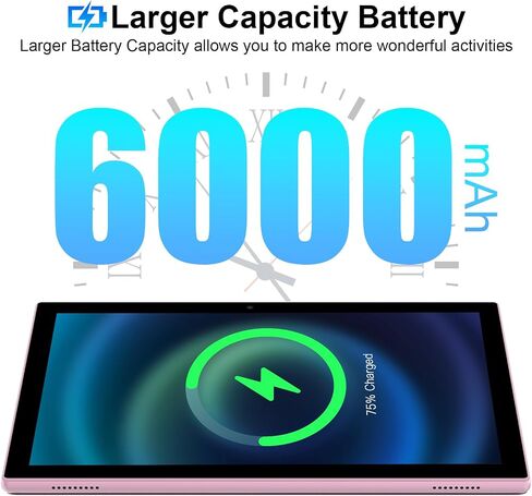 Tablet 10 Inch Tablet, Android 14 Tablets 8GB RAM 64GB ROM 1024GB Expand Tableta 2MP+ 8MP Camera WiFi Tablet Computer 10.1 IN Tablet IPS 10" HD Display 6000mAh Long Battery Life Tabletas (Pink) in Saudi Arabia