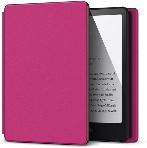 حافظة TNP لجهاز Kindle Paperwhite الجيل الثاني عشر 2024 / Kindle Colorsoft Signature Edition - حافظة حماية مطوية من جلد البولي يوريثان مقاس 7 بوصة لجهاز Kindle Paperwhite للأطفال مع خاصية النوم/الاستيقاظ التلقائي، وردي فاقع in Kuwait