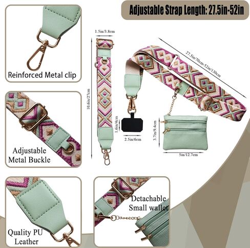 حزام Clip and Go للهاتف مع محفظة حول الجسم، حزام الهاتف مع حقيبة بسحاب، حبل للهاتف الخلوي قابل للتعديل مضاد للسرقة، ملحقات سلسلة الهاتف الخلوي (أخضر) in Kuwait