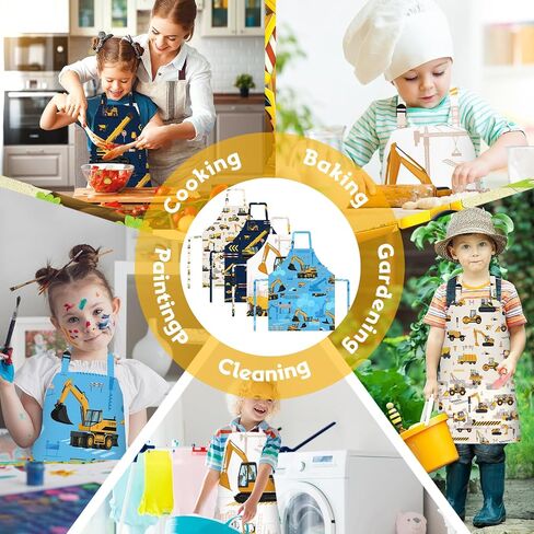 PLULON 4 Pcs Kids Apron Lemonade Stand Supplies for Kids, Kids Lemon Apron with Pockets Adjustable Strap Lemonade Stand in Kuwait