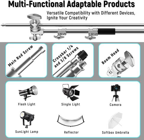 C Stand Photography Heavy Duty Stainless Steel Light Stand, Adjustable 10ft with Wheeled Extension Grip Arms in Saudi Arabia