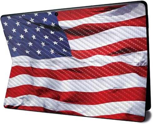 MightySkins Carbon Fiber Skin for Microsoft Surface Pro X - American Flag | Textured Carbon Fiber Finish | Easy to Apply, Remove, and Change Styles | Made in The USA in Saudi Arabia