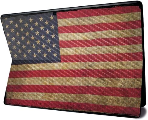 MightySkins Carbon Fiber Skin for Microsoft Surface Pro X - American Flag | Textured Carbon Fiber Finish | Easy to Apply, Remove, and Change Styles | Made in The USA in Saudi Arabia
