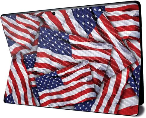 MightySkins Carbon Fiber Skin for Microsoft Surface Pro X - American Flag | Textured Carbon Fiber Finish | Easy to Apply, Remove, and Change Styles | Made in The USA in Saudi Arabia