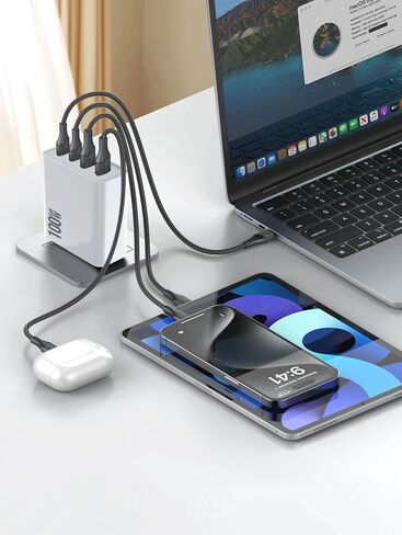 شاحن سريع PD100W USB C لـ Starlink Mini - 4 منافذ USB + Type C 100W 30W Wall Charger Hub in Kuwait