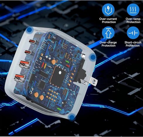 شاحن سريع PD100W USB C لـ Starlink Mini - 4 منافذ USB + Type C 100W 30W Wall Charger Hub in Kuwait