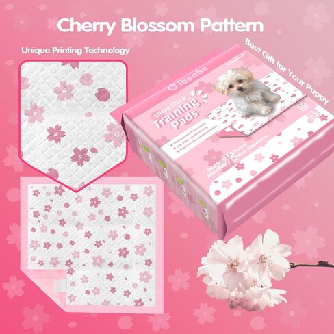 Puppy Pads, 23"x 23" Dog Pee Pad with Adhesive Tabs for Potty Training, Ultra Thick Leak-Proof Quiky-Dry Pink Puppy Essentials (Pink, 23x23in 50Ct) in Kuwait