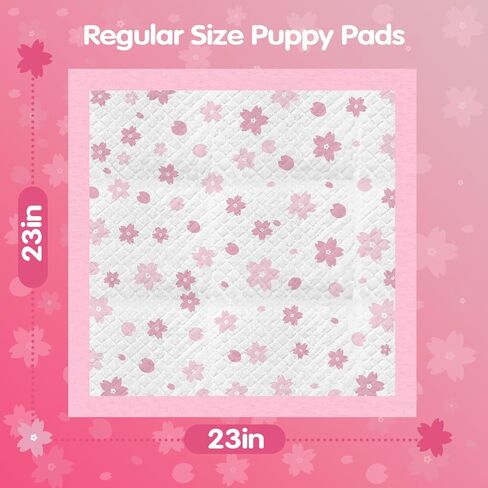 Puppy Pads, 23"x 23" Dog Pee Pad with Adhesive Tabs for Potty Training, Ultra Thick Leak-Proof Quiky-Dry Pink Puppy Essentials (Pink, 23x23in 50Ct) in Kuwait