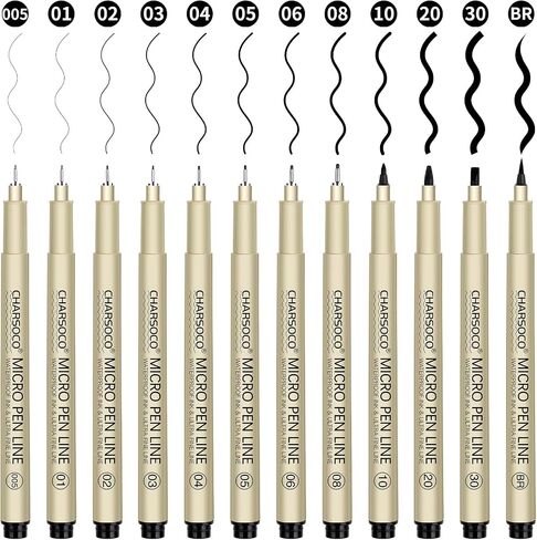 01 Micro Pen, 12 Colors Fine Point Pen, 0.25mm Fineliner Ink Pens for Artist Illustration, Waterproof Archival Ink, Sketching, Anime, Manga, Technical Drawing and Scrapbooking in Saudi Arabia