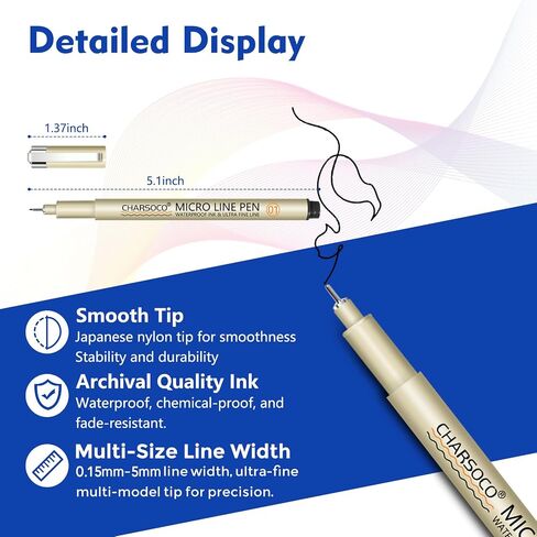 01 Micro Pen, 12 Colors Fine Point Pen, 0.25mm Fineliner Ink Pens for Artist Illustration, Waterproof Archival Ink, Sketching, Anime, Manga, Technical Drawing and Scrapbooking in Saudi Arabia