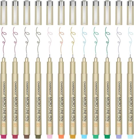 01 Micro Pen, 12 Colors Fine Point Pen, 0.25mm Fineliner Ink Pens for Artist Illustration, Waterproof Archival Ink, Sketching, Anime, Manga, Technical Drawing and Scrapbooking in Saudi Arabia
