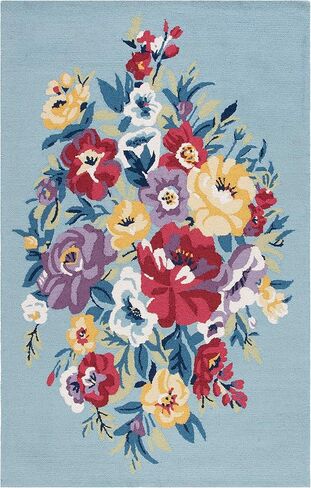 SAFAVIEH Chelsea Collection Area Rug - 3' x 5' Oval, Ivory & Rose, Handmade French Country Floral Wool, Ideal for High Traffic Areas in Living Room, Bedroom (HK219A) in Kuwait