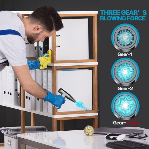 Compressed Electric Air Duster, 180000RPM 3-Gear Adjustable Electric Air Duster Cordless Air Blower for Keyboard, Electric Devices, Car Cleaning (Silver) in Saudi Arabia