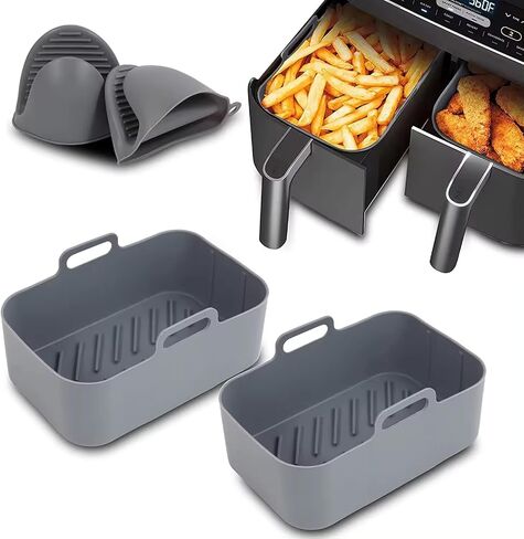 Silicone Air Fryer Liners 2 Pack, Reusable Liners Compatible for all Ninja Foodis DZ201, DZ401, DZ550, COSORI, Chefman, Instant Air Fryer, and 6-in-1 8-10QT Air Fryer Baskets in Saudi Arabia