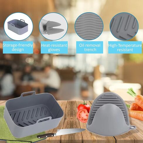 Silicone Air Fryer Liners 2 Pack, Reusable Liners Compatible for all Ninja Foodis DZ201, DZ401, DZ550, COSORI, Chefman, Instant Air Fryer, and 6-in-1 8-10QT Air Fryer Baskets in Saudi Arabia