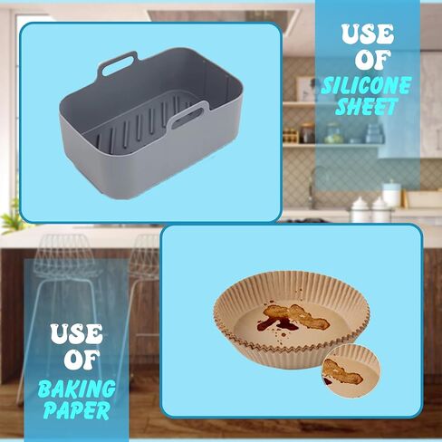 Silicone Air Fryer Liners 2 Pack, Reusable Liners Compatible for all Ninja Foodis DZ201, DZ401, DZ550, COSORI, Chefman, Instant Air Fryer, and 6-in-1 8-10QT Air Fryer Baskets in Saudi Arabia