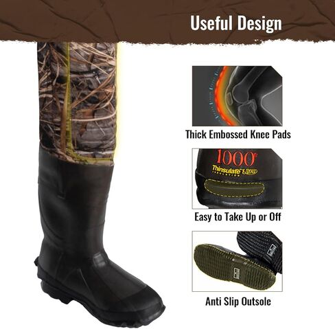 8 Fans Hunting Waders with 1000G Insulation Rubber Boots, Neoprene Chest Wader, Waterproof Bootfoot Waders for Men & Women in Kuwait