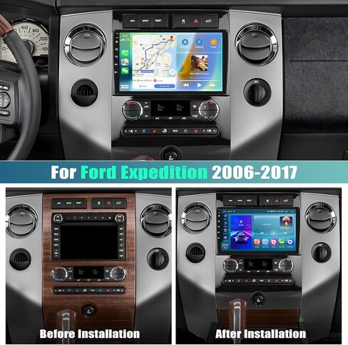 ستيريو سيارة 2G+64G Android 13 لسيارة Ford Expedition 2006-2017 مع Carplay Android Auto، راديو سيارة بشاشة لمس 9 بوصة مع وصلة مرآة WiFi/GPS ملاحة بلوتوث FM/RDS SWC+AHD كاميرا خلفية in Saudi Arabia