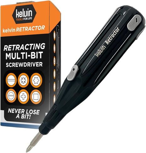 ضام أدوات Kelvin - مفك براغي الكل في واحد قابل للسحب، تغيير سريع لرأس فيليبس ومفك براغي برأس مسطح، مفك براغي مطور قابل للسحب، متين وخفيف الوزن - صنع في أمريكا الشمالية in Kuwait
