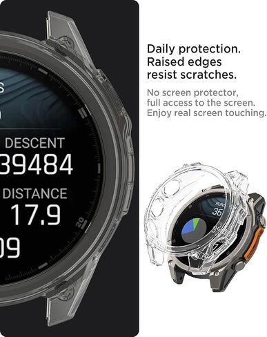 [2 Pack] Miimall Rugged Case Compatible for Garmin Fenix 8 51mm Case Cover, Anti-Scratch, Shockproof, Men Replacement Protective Case Soft TPU Translucent Case Bumper for Garmin Fenix 8 (Clear+Black) in Saudi Arabia