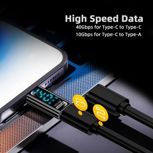 CY Adapter Transparent Type-C Smart LED Display USB-C Female to Female Extension Adapter USB4.0 40Gbps 140W Current Voltage Monitoring Tester Detector in Kuwait