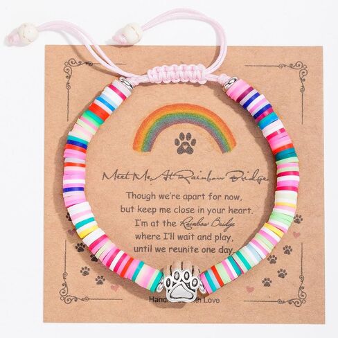 Dog Memorial Gifts for Loss of Dog, Pet Memorial Gifts for Dogs, Dog Passing Away Sympathy Gift, Rainbow Bridge Pet Memorial Bracelet for Men Women Who Loss of Dog Cat, Loss of Dog Sympathy Gift in Saudi Arabia