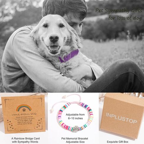 Dog Memorial Gifts for Loss of Dog, Pet Memorial Gifts for Dogs, Dog Passing Away Sympathy Gift, Rainbow Bridge Pet Memorial Bracelet for Men Women Who Loss of Dog Cat, Loss of Dog Sympathy Gift in Saudi Arabia
