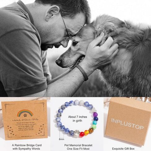 Dog Memorial Gifts for Loss of Dog, Pet Memorial Gifts for Dogs, Dog Passing Away Sympathy Gift, Rainbow Bridge Pet Memorial Bracelet for Men Women Who Loss of Dog Cat, Loss of Dog Sympathy Gift in Saudi Arabia