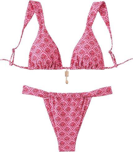 Women's 2 Piece Leopard Print Bathing Suit Wireless Triangle Swimsuit High Waisted Bikini Sets in Saudi Arabia