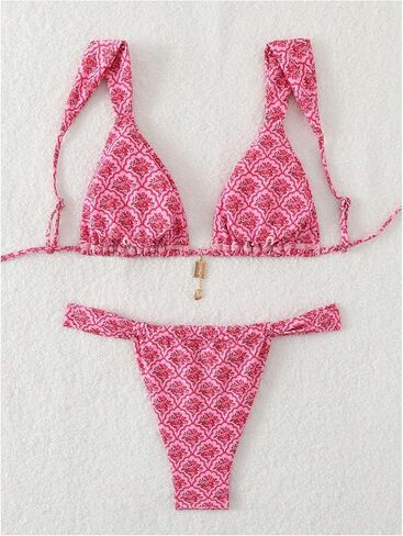 Women's 2 Piece Leopard Print Bathing Suit Wireless Triangle Swimsuit High Waisted Bikini Sets in Saudi Arabia