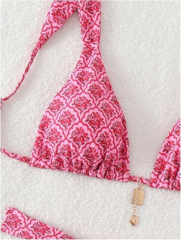 Women's 2 Piece Leopard Print Bathing Suit Wireless Triangle Swimsuit High Waisted Bikini Sets in Saudi Arabia